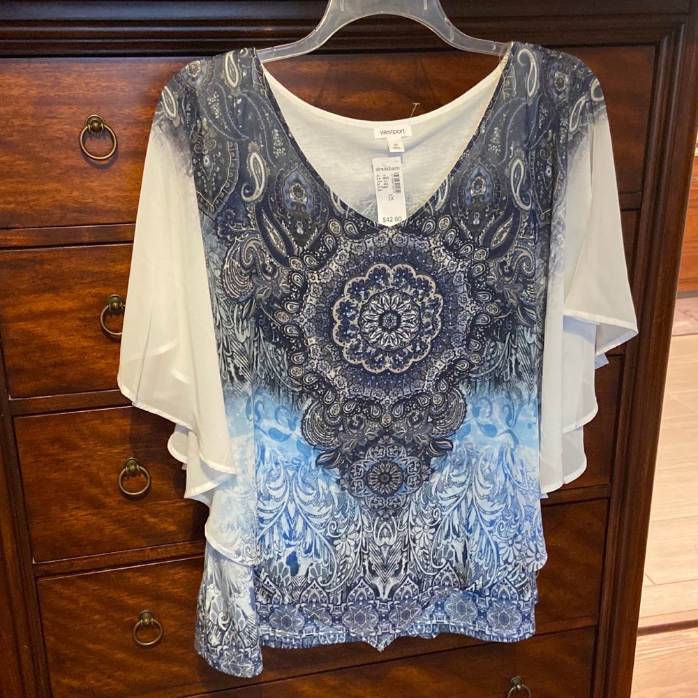 Westport Flutter Sleeve Top  plus size 3X NWT